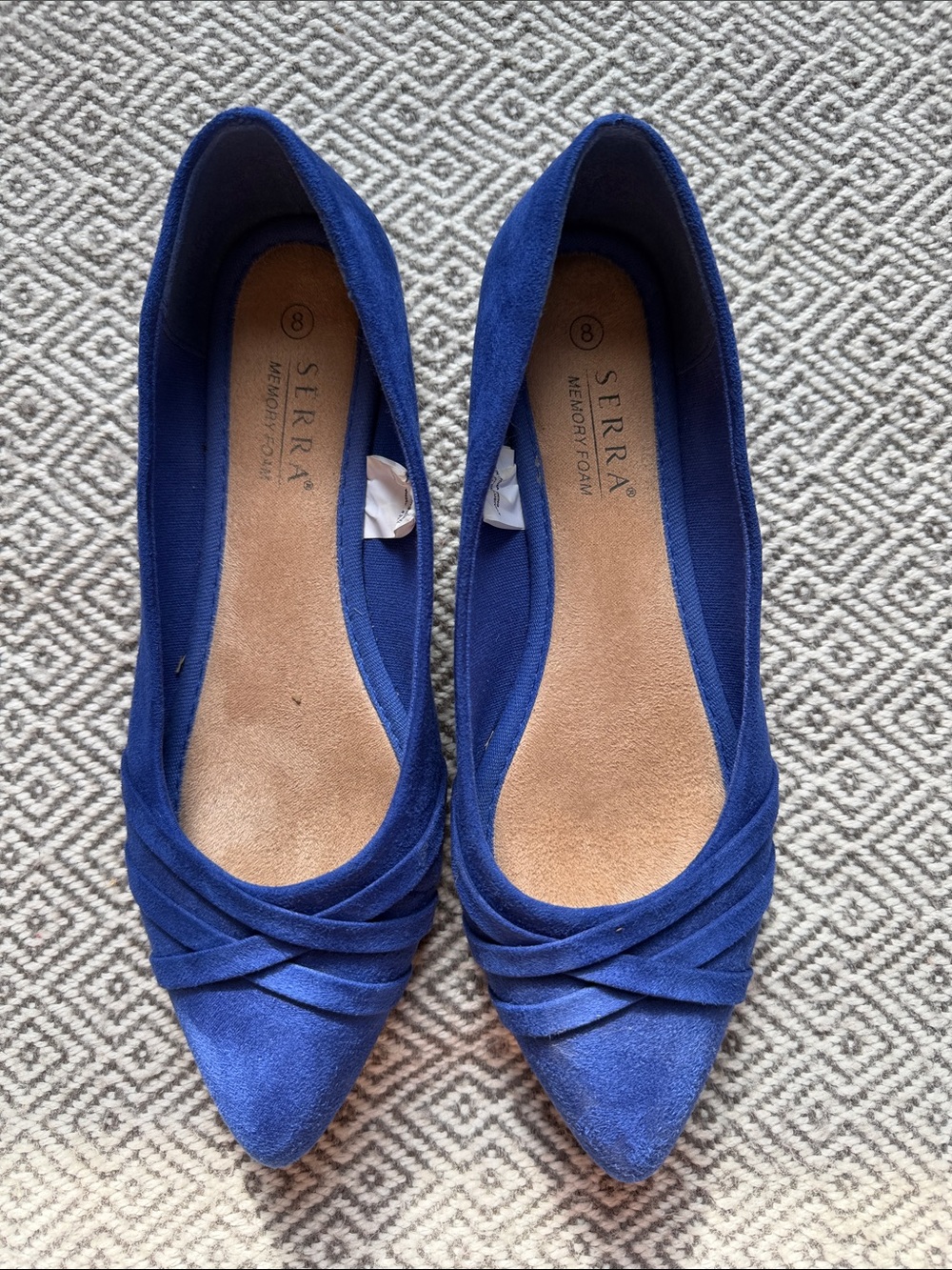 Serra Women's Royal Blue Pointed Toe Flats with Folded Detail - Picture 2 of 10